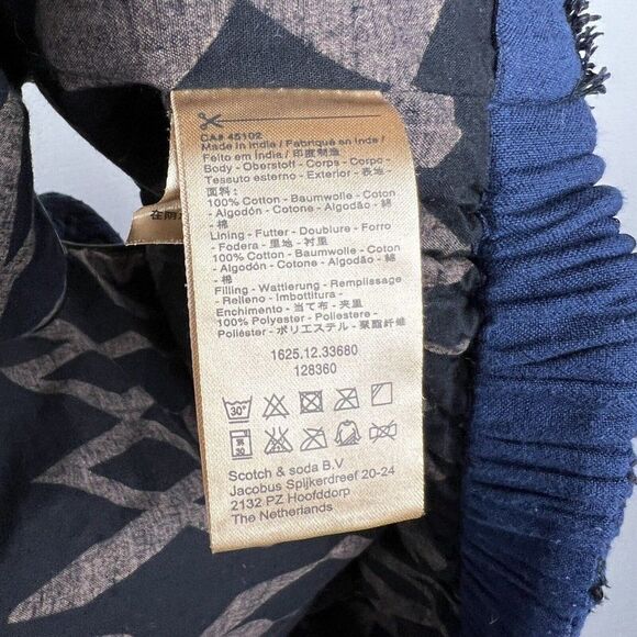 Maison Scotch Vest 6 Womens Blue Quilted Open Front Pockets Fringe Lined Cotton - Picture 8 of 9